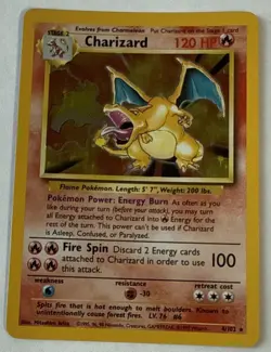 Charizard - 4/102 Base Set Unlimited Holo Rare Pokemon - Moderately Played - Image 1