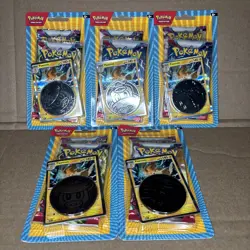 Pokemon TCG 5x Blister 2 Booster Packs with Pawmot Card and Metallic Coin (2024) - Image 1