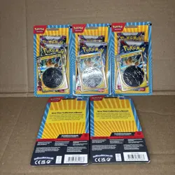 Pokemon TCG 5x Blister 2 Booster Packs with Pawmot Card and Metallic Coin (2024) - Image 2