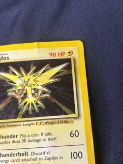 Zapdos 016/102 Base Set Holo wotc Pokemon card hp 1999 - Image 2