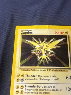 Zapdos 016/102 Base Set Holo wotc Pokemon card hp 1999 - Image 3
