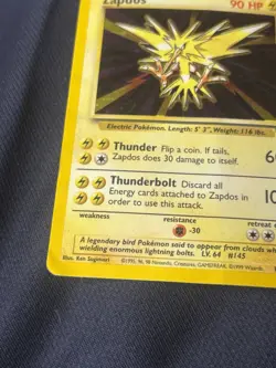 Zapdos 016/102 Base Set Holo wotc Pokemon card hp 1999 - Image 4