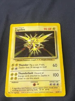 Zapdos 016/102 Base Set Holo wotc Pokemon card hp 1999 - Image 5