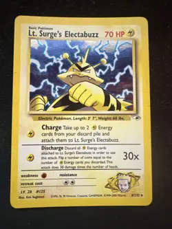 Pokemon TCG Lt. Surge's Electabuzz Gym Heroes Holo Card 6/132 - Image 1