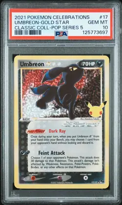 2021 POKEMON CELEBRATIONS CLASSIC COLL #17 UMBREON-GOLD STAR PSA 10 - Image 1