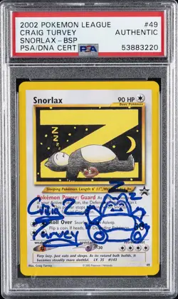 2002 POKEMON LEAGUE PROMO BLACK STAR #49 SNORLAX PSA AUTHENTIC AUTO AUTHENTIC - Image 1