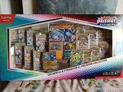 Pokemon Prismatic Evolutions Lucario EX & Tyranitar EX Premium Collection CHAMx5 - Image 1