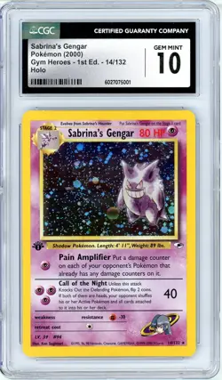Pokemon Sabrina's Gengar GYM Heroes 1st Edition #14 CGC 10 Gem Mint - Image 1