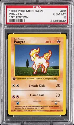 1999 POKEMON BASE SET 1ST EDITION #60 PONYTA PSA 10 - Image 1