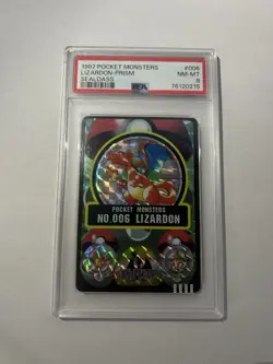 1997 POCKET MONSTERS SEALDASS JAPANESE POKEMON LIZARDON CHARIZARD PSA 8 PRISM - Image 1