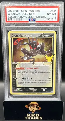 2021 POKEMON SWSH BLACK STAR PROMO #144 GRENINJA-GOLD STAR PSA 8 - Image 1