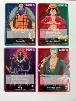 OP Romance Dawn Card Mix Four Leaders ENGLISH One Piece Trading Card Game Mint - Image 1