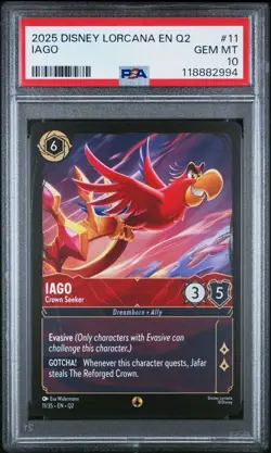 Iago Crown Seeker 11 Disney Lorcana Card Jafar Palace Heist Aladdin PSA 10 POP 1 - Image 1