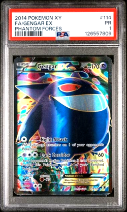 PSA 1 Gengar EX 114 Full Art 114/119 XY-Phantom Forces Holo 2014 POKEMON Card - Image 1