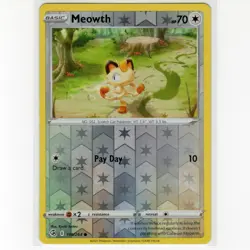 Pokemon TCG Meowth 199/264 Swsh08: Fusion Strike Reverse Holo Card EN-LP 2021 - Image 1