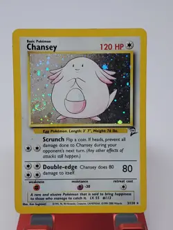 Chansey Base Set 2 Holo Rare Swirl Unlimited Pokemon Card WOTC 3/130 - LP - Image 1