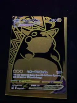 Pokemon Pikachu VMAX 310hp Gold Foil Fan Art Collector Card TCG Gigantamax - Image 1