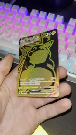 Pokemon Pikachu VMAX 310hp Gold Foil Fan Art Collector Card TCG Gigantamax - Image 2