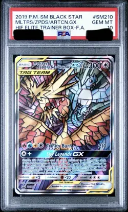 PSA 10 Moltres Zapdos Articuno GX SM210 Alt Art Promo Tag Team Pokemon Card - Image 1