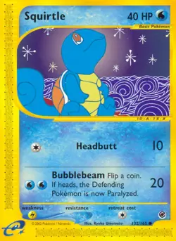 Moderately Played, English Pokemon Regular Squirtle - 132/165 - Common Expeditio - Image 1