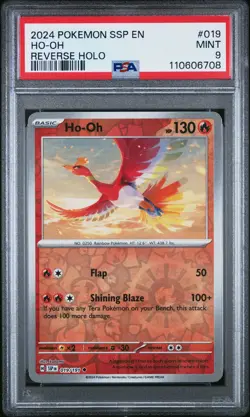 2024 POKEMON SSP EN-SURGING SPARKS REVERSE HOLO #019 HO-OH PSA 9 - Image 1