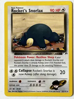 Pokemon TCG Rocket’s Snorlax Rare 33/132 - Vintage Gym Heroes 2000 - Image 1