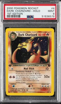 2000 POKEMON ROCKET 1ST ED #4 DARK CHARIZARD-HOLO PSA 9 - Image 1