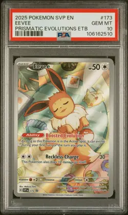 2025 POKEMON PRISMATIC EVOLUTIONS ELITE TRAINER BOX SVP EN-SV #173 EEVEE PSA 10 - Image 1
