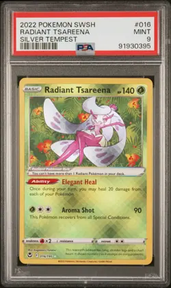 2022 POKEMON SWORD & SHIELD SILVER TEMPEST #016 RADIANT TSAREENA PSA 9 - Image 1