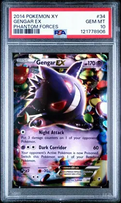 PSA 10 Gengar EX 34/119 Ultra Rare XY Phantom Forces Pokemon TCG - Image 1