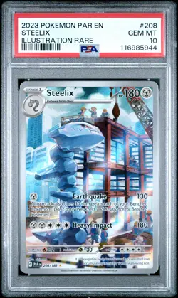 2023 POKEMON PAR EN-PARADOX RIFT ILLUSTRATION RARE #208 STEELIX PSA 10 - Image 1
