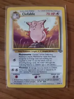 Clefable Pokemon Card 17/64 Jungle Set LV.34 70 HP Rare Vintage WOTC 1999 - Image 1