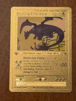 Shining Charizard 107/105 Gold Card Pokemon Card 1st Edition Neo Destiny TCG VGC - Image 1