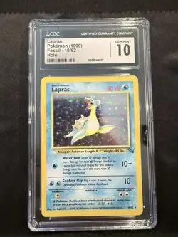 1999 Pokemon TCG Lapras Fossil Holo Unlimited Rare Card 10/62 GEM MINT 10 - Image 1