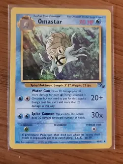 Omastar Pokemon Card 40/62 Fossil Set LV.32 70 HP Uncommon Vintage WOTC 1999 - Image 1