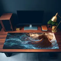 Elemental Wizard Casting Fire & Water MTG Playmat - Fantasy Spell Mat - Image 3