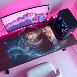 Elemental Wizard Casting Fire & Water MTG Playmat - Fantasy Spell Mat - Image 4