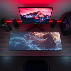 Elemental Wizard Casting Fire & Water MTG Playmat - Fantasy Spell Mat - Image 5