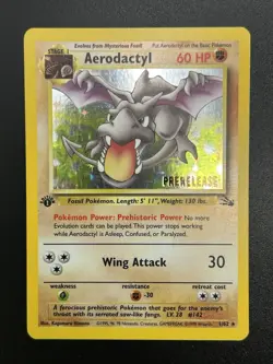 AERODACTYL Prerelease Pokemon Card - WOTC - 1st Edition Fossil 1/62 HOLO NM (C) - Image 2