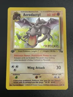 AERODACTYL Prerelease Pokemon Card - WOTC - 1st Edition Fossil 1/62 HOLO NM (C) - Image 3