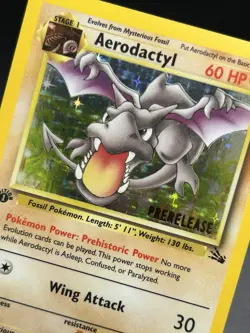 AERODACTYL Prerelease Pokemon Card - WOTC - 1st Edition Fossil 1/62 HOLO NM (C) - Image 4