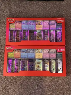 2 boxes Pokemon TCG Prismatic Evolutions Costco 8 Mini-Tin Bundle w/ Promo Cards - Image 2