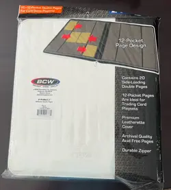 BCW White Z-Folio LX Leatherette 12-Pocket Zipper Binder Holds 480 Cards New - Image 2