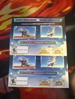 Shiny Miraidon Koraidon Code GameStop Pokemon - Physical PROMO Card- Unused Code - Image 1