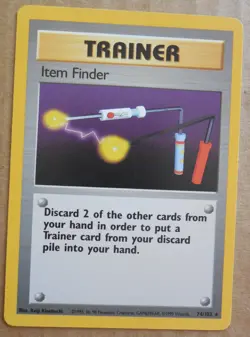 Item Finder 74/102 Rare Non-Holo Base Set Pokemon Trainer Card LP/MP - Image 1