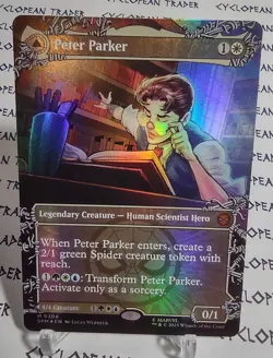 FOIL Borderless PETER PARKER mtg NM Spider-Man Mythic Web-Slinger - Image 1