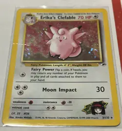 Pokemon TCG Erika's Clefable Gym Heroes 3/132 Holo Unlimited Holo Rare MP/HP - Image 1