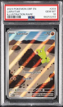 2023 POKEMON OBF EN-OBSIDIAN FLAMES ILLUSTRATION RARE #203 LARVITAR PSA 10 - Image 1
