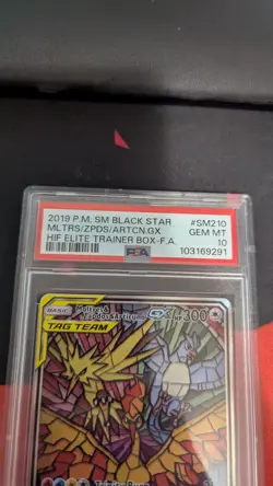 2019 POKEMON SM BLACK STAR PROMO FULL ART/MOLTRES & ZAPDOS & ARTICUNO GX PSA 10 - Image 2