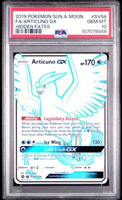2019 POKEMON SUN & MOON HIDDEN FATES #SV54 FULL ART/ARTICUNO GX PSA 10 - Image 1